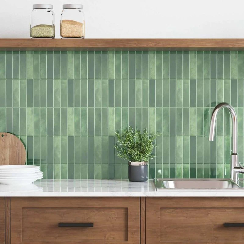 Selvklæbende rektangulære fliser 20 stk mørkegrøn 29x23 cm