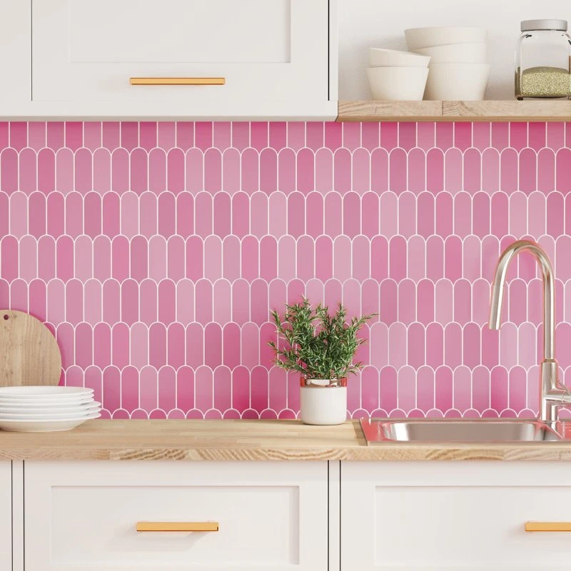 Dekorative Feather Tiles klistermærker 50 stk - Lyserød 30x30 cm
