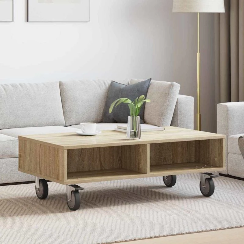 Sidebord med hjul Sonoma eg 90x50x30 cm