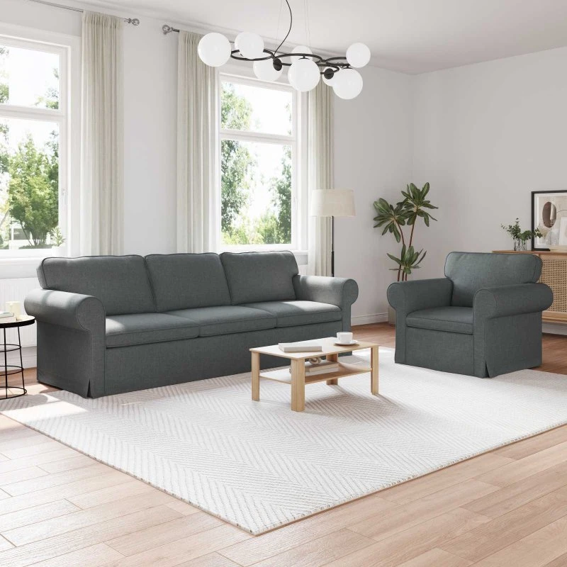 Mørkegrå 2-personers sofa sæt 245x82x80 cm - stof