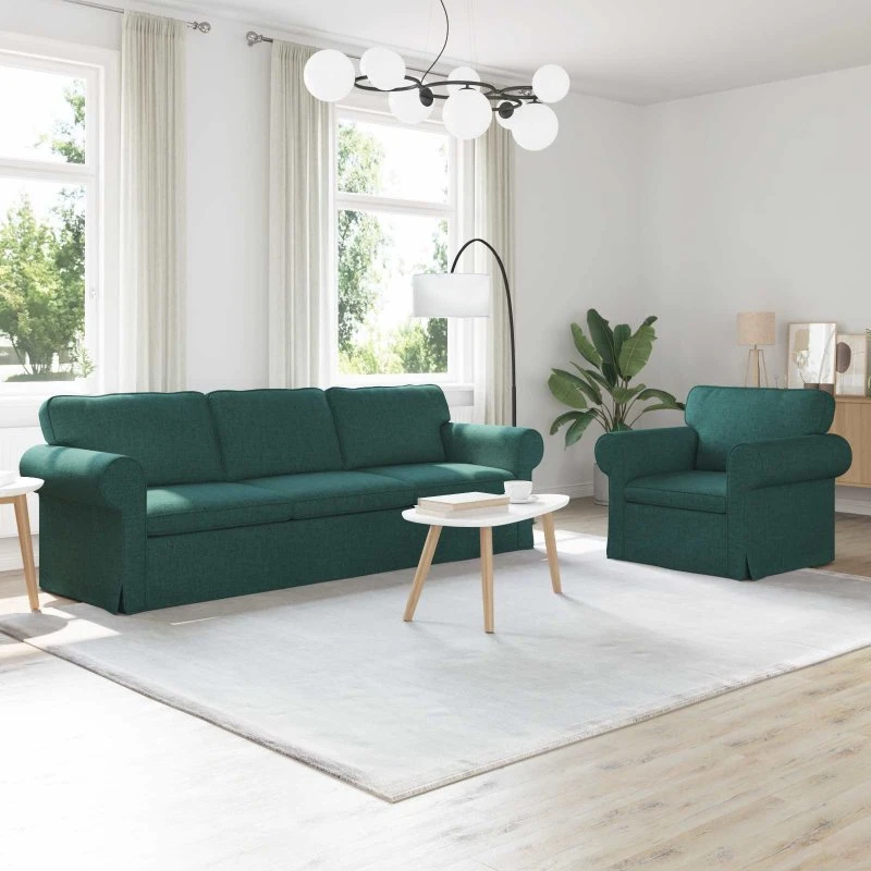 Mørkegrøn sofa 2-pak 245x82x80 cm - stof, modulær