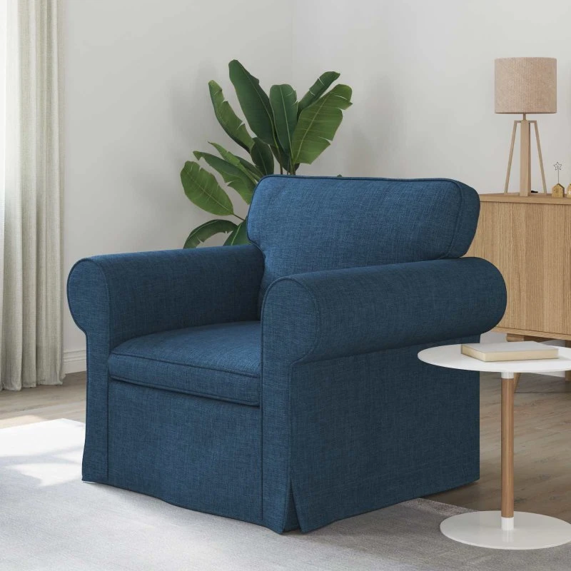 Blå moderne sofa 215 cm - stof og metal