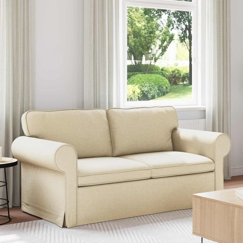 Moderne creme sofa 175/215 x 82 x 80 cm (stof/metal)