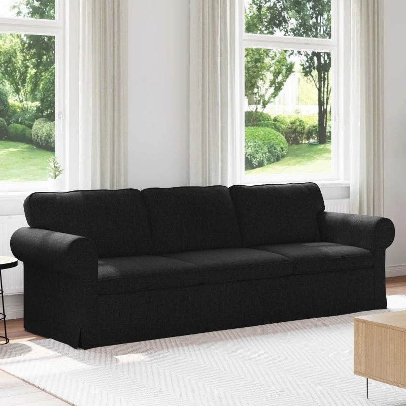 Modulsofa sort 245x82x80 cm stof