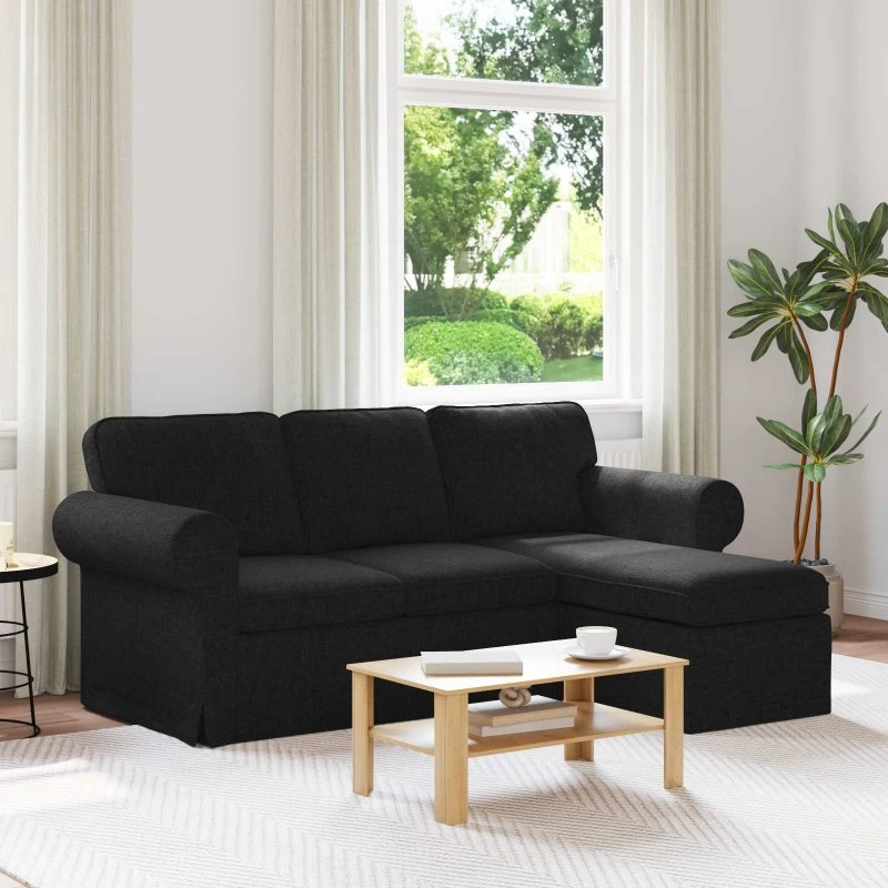Moderne sort modulsofa 215x138x80 cm - stof & metal