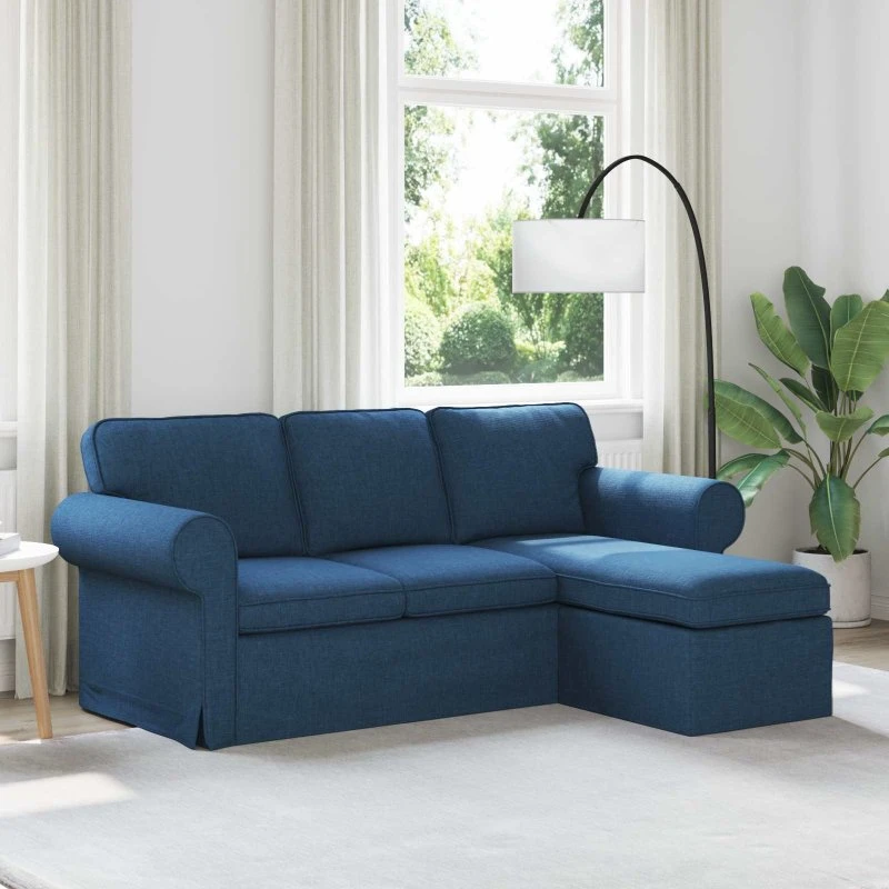Moderne blå sofa 215x138x80 cm - stof og metal