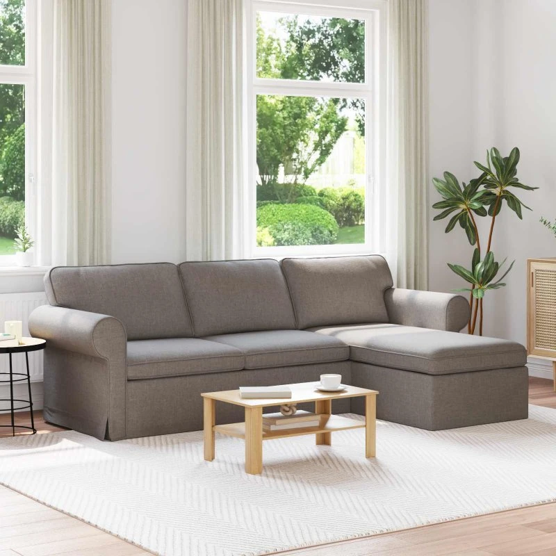 Sofa gråbrun 215×138×80 cm - Moderne stof/metal