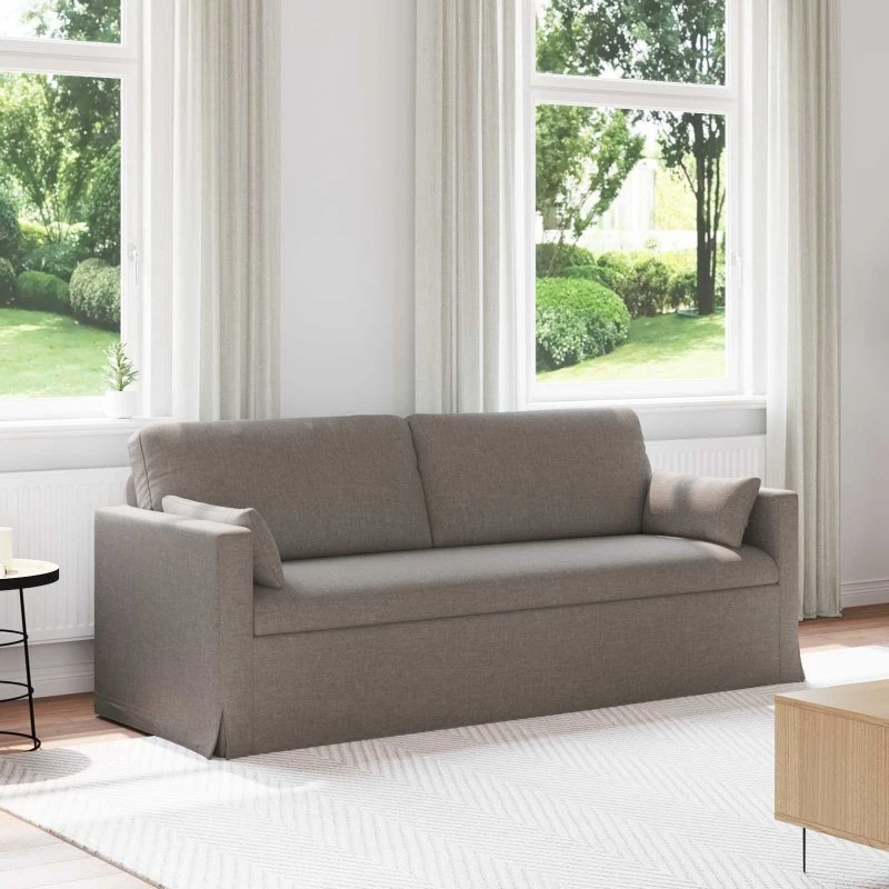 Gråbrun sofa 198x78x80 cm – moderne stof & metalramme
