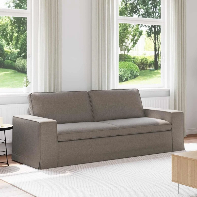 Gråbrun sofa 222x80x82 cm - stof & metalben