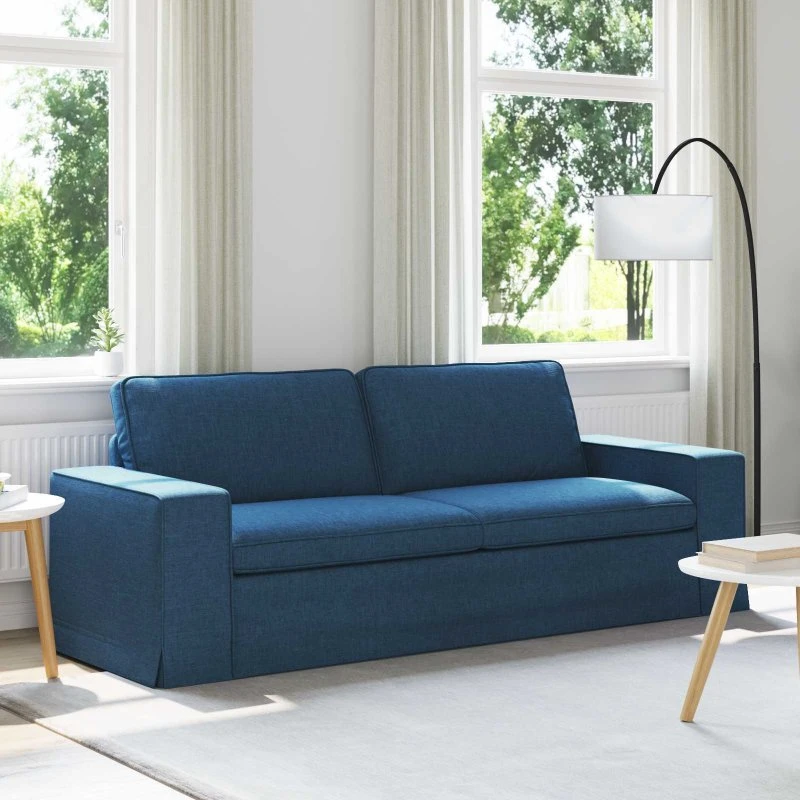 Moderne blå sofa 222x80x82 cm – stof & metal