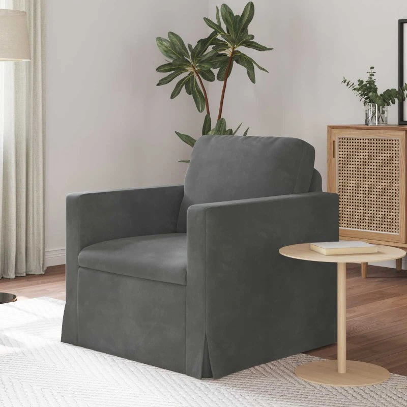 Mørkegrå fløjlssofa modul 78×78×80 cm