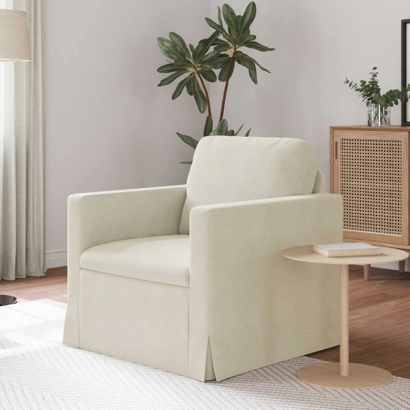 Moderne fløjlssofa creme 78x78x80 cm