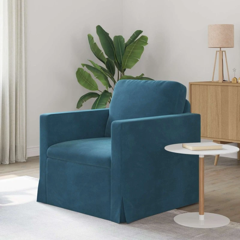 Blå fløjlssofa modul 78x78x80 cm