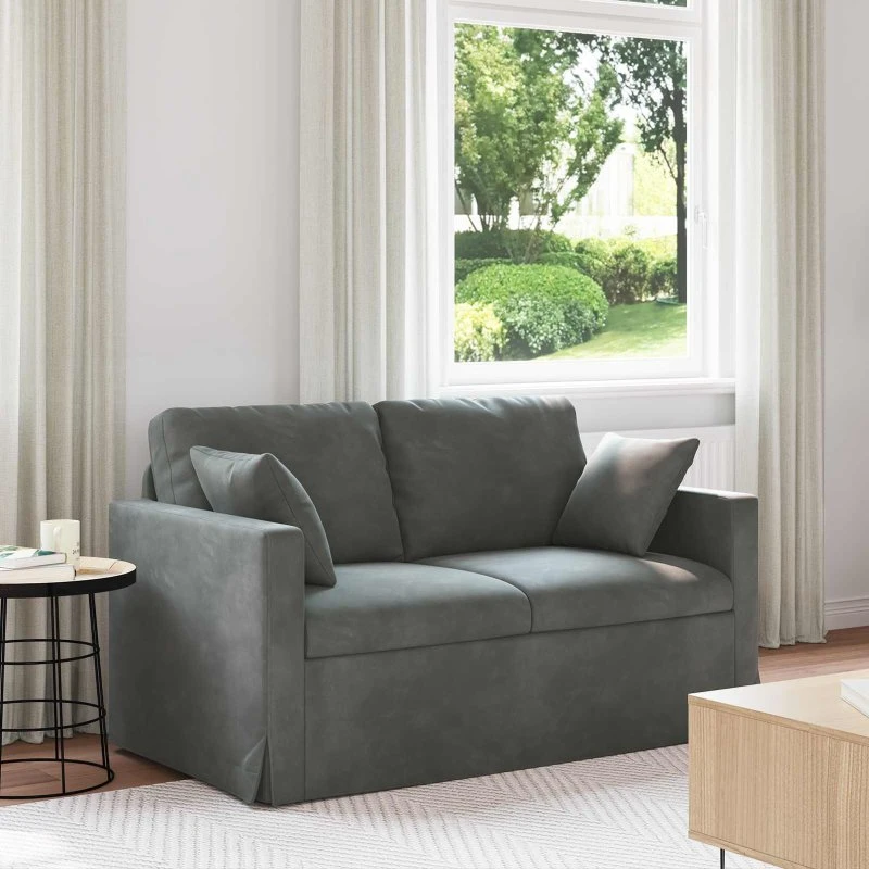 Mørkegrå fløjlssofa 138×78×80 cm – modulopbygget