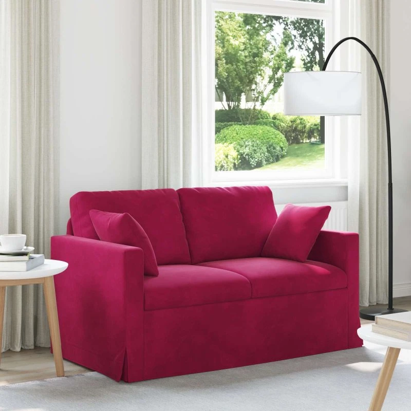 Fløjlssofa vinrød 138x78x80 cm – Moderne & modulær