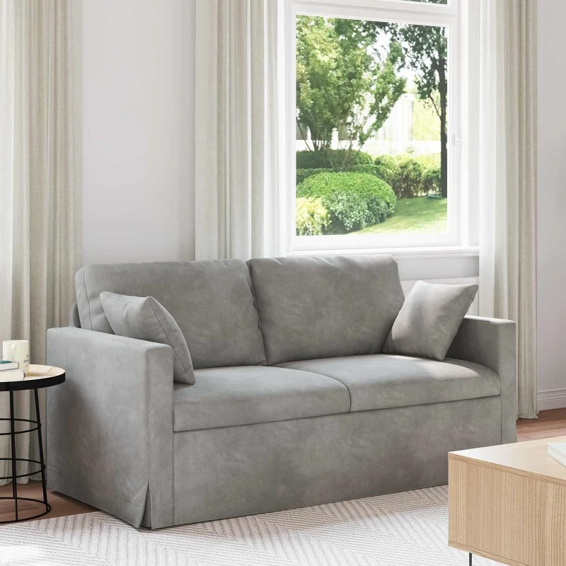 Lysegrå fløjlssofa 158 x 78 x 80 cm – moderne modulsofa