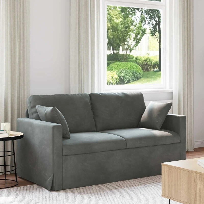 Mørkegrå fløjlssofa 158x78x80 cm – modulopbygget & robust