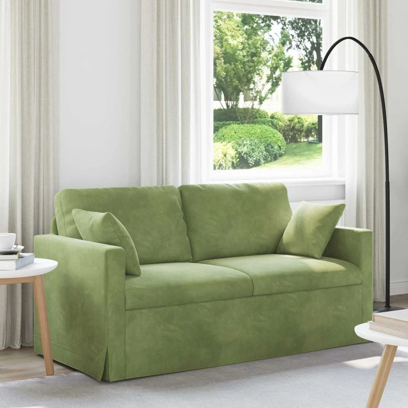 Lys grøn fløjlssofa 158 x 78 x 80 cm – Moderne komfort