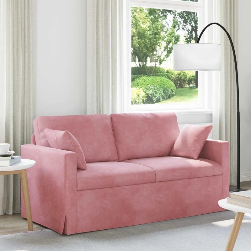 Lyserød fløjlssofa 158x78x80 cm – Moderne modulsofa