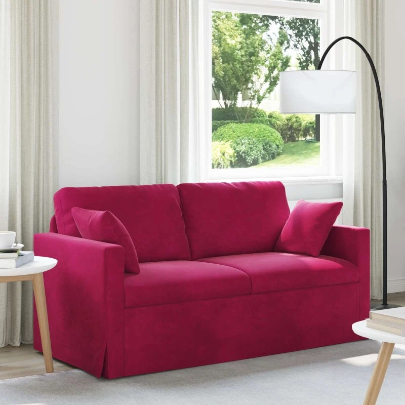 Vinrød fløjlssofa 158x78x80 cm – moderne modulær