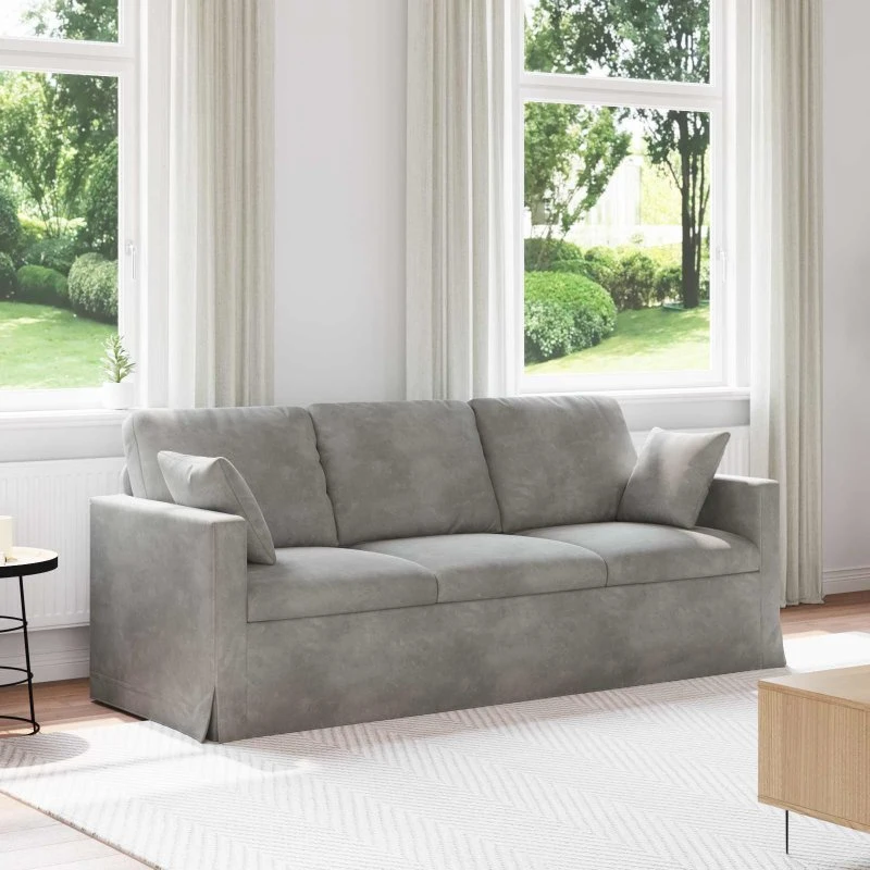 Lysegrå fløjlssofa 198 x 78 x 80 cm – modulopbygget