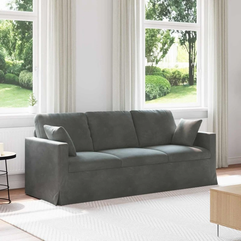 Mørkegrå Fløjlssofa 198x78x80 cm - Modulær & Robust