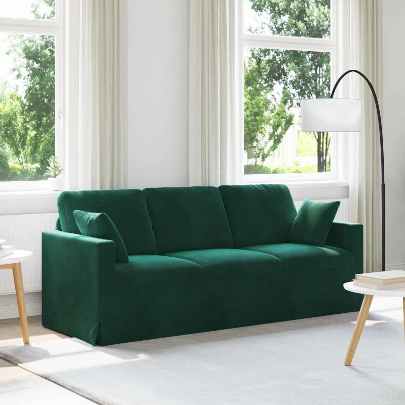 Mørkegrøn fløjlssofa 198x78x80 cm – moderne modul