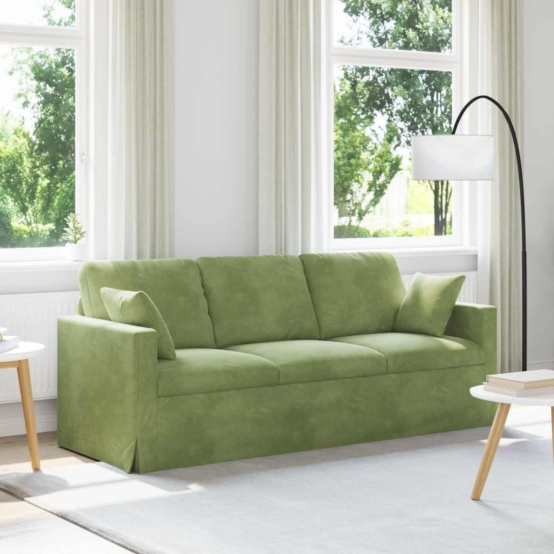 Moderne fløjlssofa lys grøn 198 x 78 x 80 cm
