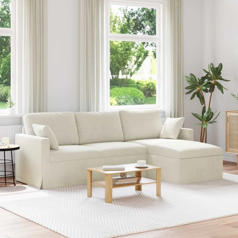 vidaXL 3-personers sofa fløjl creme 198x134x80 cm
