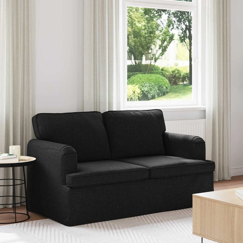 Moderne sort sofa 144 x 80 x 85 cm - stof & metalramme