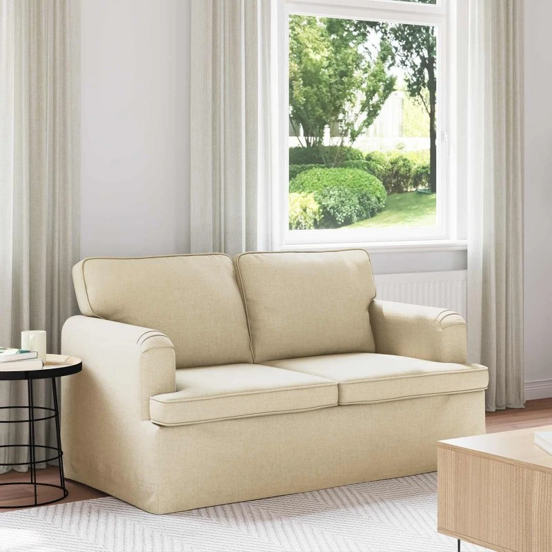 Moderne creme sofa 144x80x85 cm – stof & metalramme