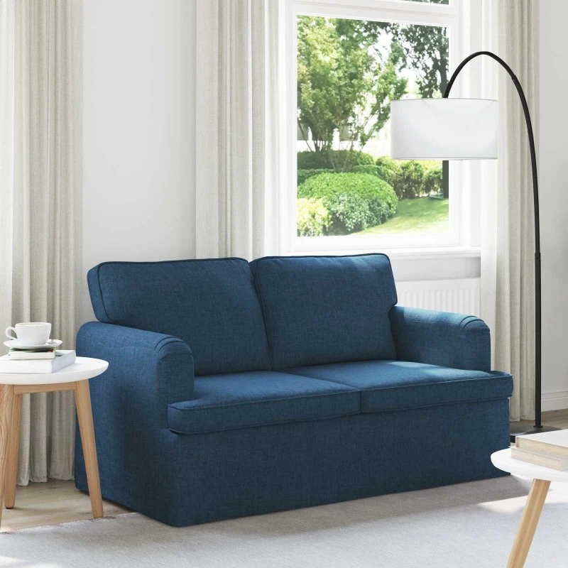 Blå sofa 144x80x85 cm – metalramme og stof
