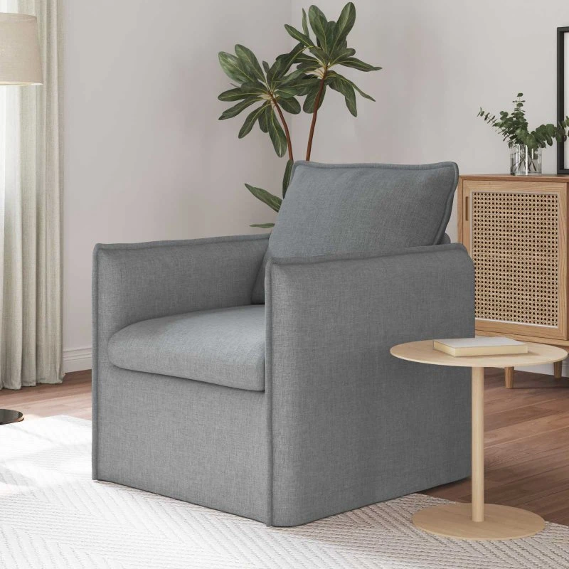 Lysegrå modulsofa 195x82x85 cm med sort metalramme