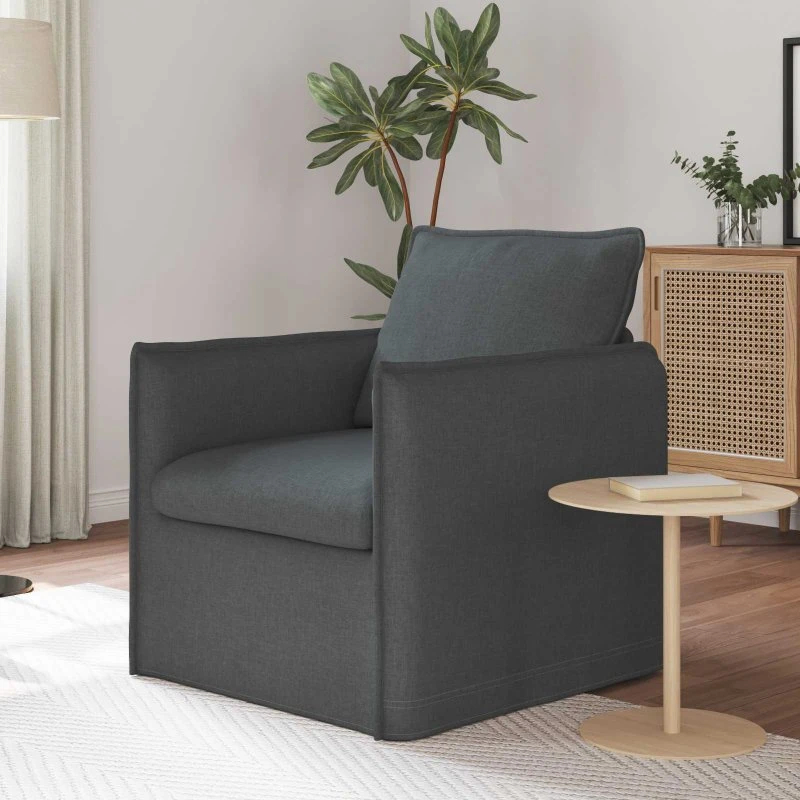 Mørkegrå sofa 195x82x85 cm – stof & metalramme