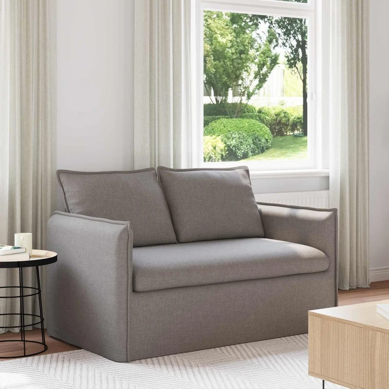 Gråbrun sofa 195x82x85 cm med sort metalramme