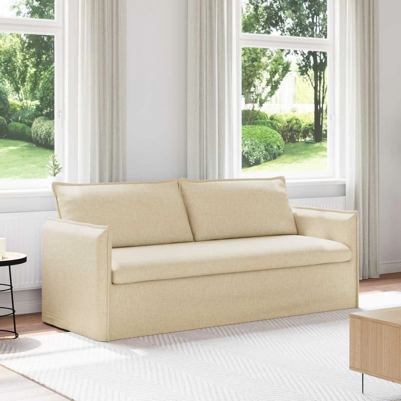 Moderne creme sofa 195 x 82 x 85 cm med sort ramme