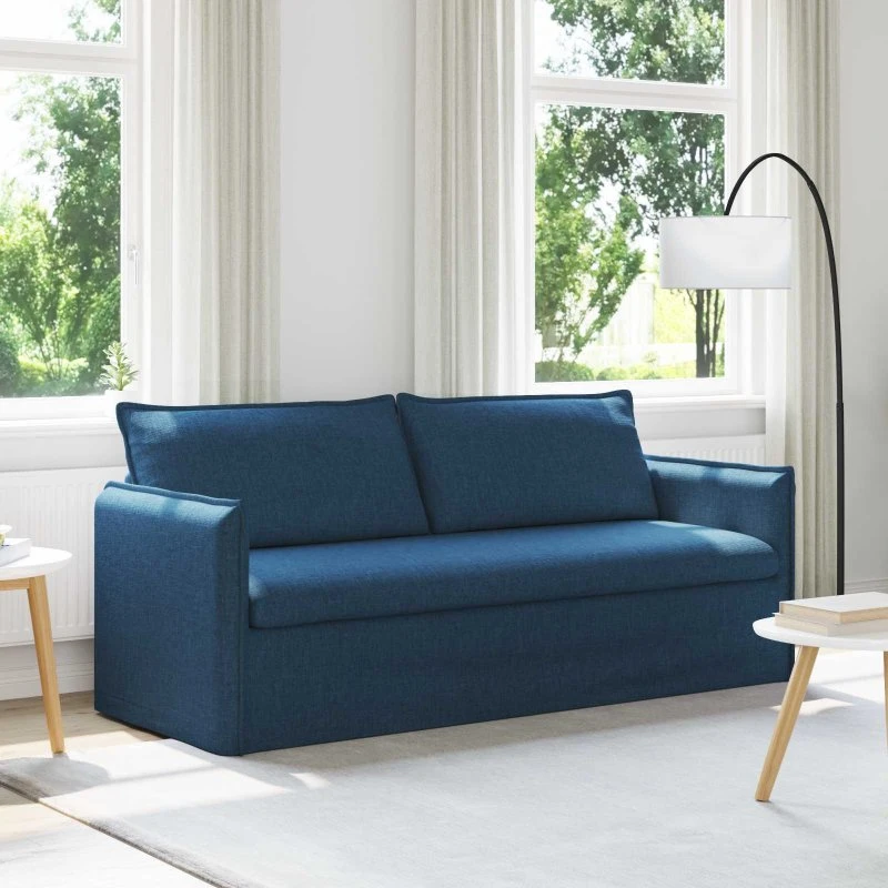 Blå moderne sofa 195x82x85 cm med sort metalramme