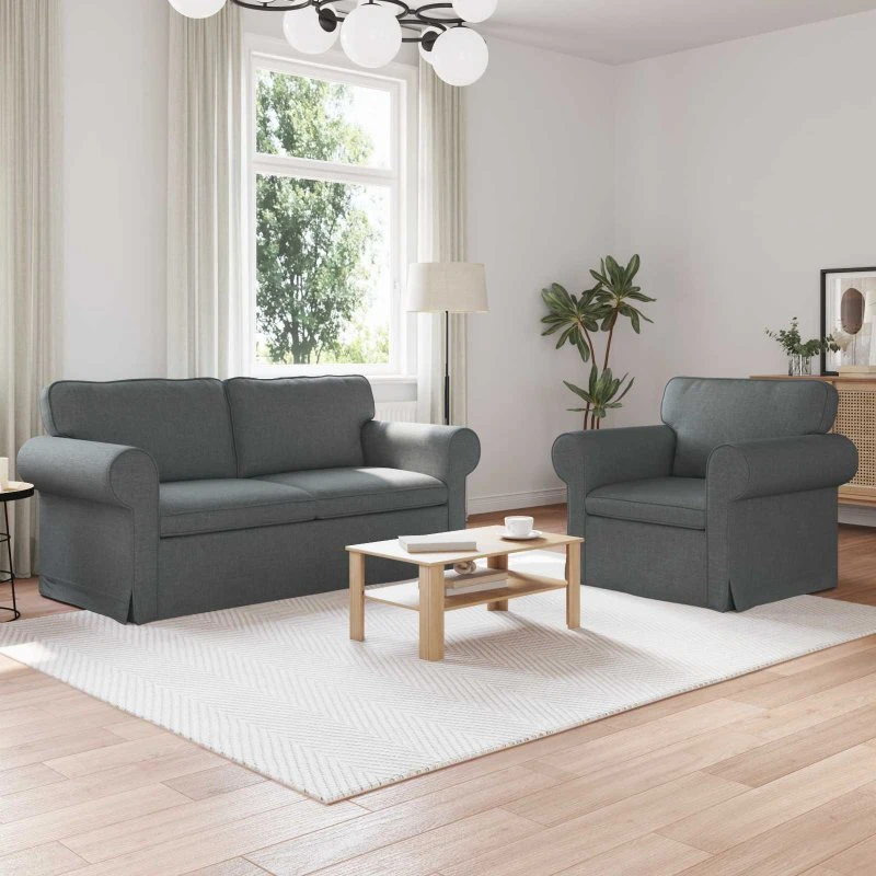 Mørkegrå 2-personers sofa sæt 175x82x80 cm (stof)