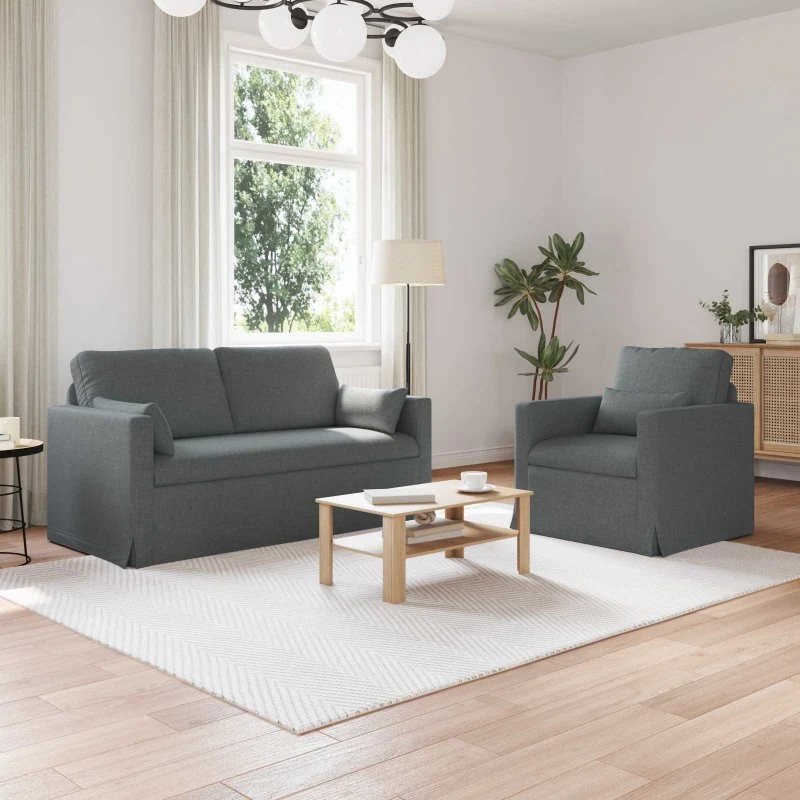 Modulsofa 2-personer mørkegrå stof/metal 158x78x80 cm