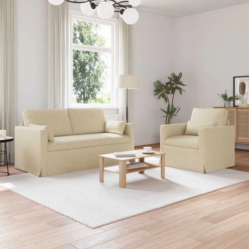 Modulsofa 2-pers Creme (158x78x80 cm) – Metal & Stof