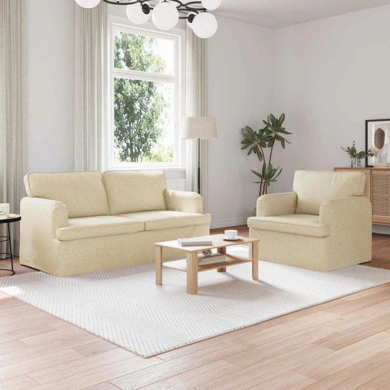 2-Personers modulsofa sæt creme – stof & metal