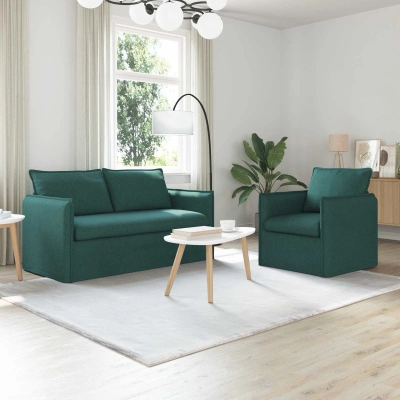 Sofasæt 2-pak Mørkegrøn Stof 196x82x85 cm