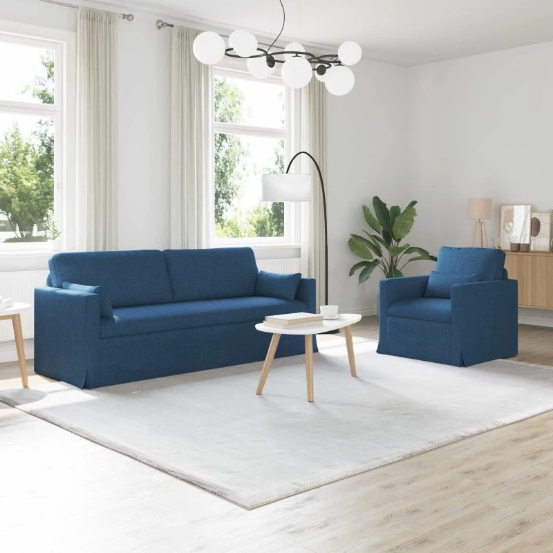 Blåt 2-Personers Sofa Sæt 198x78x80 cm - Modulær Stofsofa