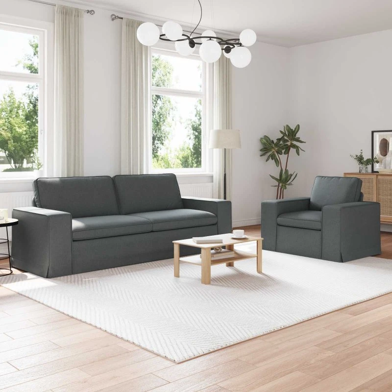 Sofa sæt 2 dele Mørkegrå stof 182x80x82 cm