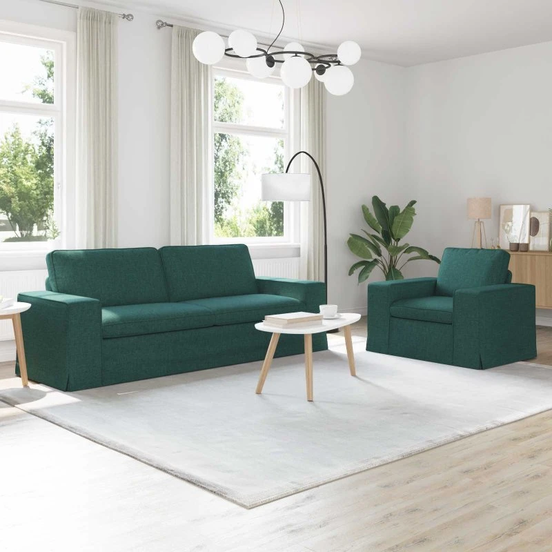 2-personers sofa sæt mørkegrøn stof 182x80x82 cm