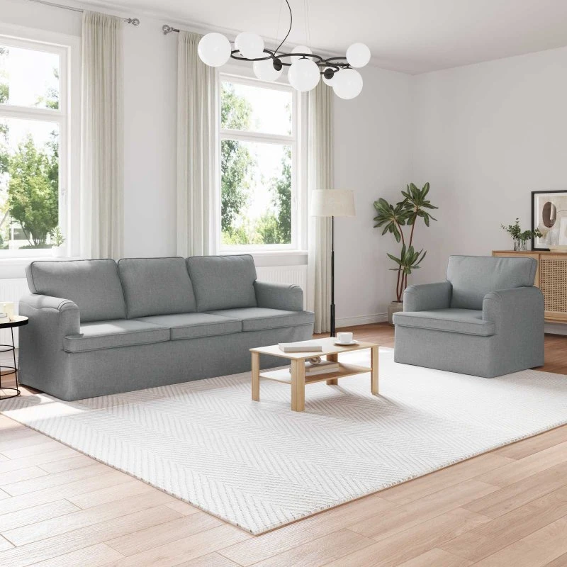 2-pcs Lysegrå Modulsofa i Stof 144x80x85 cm