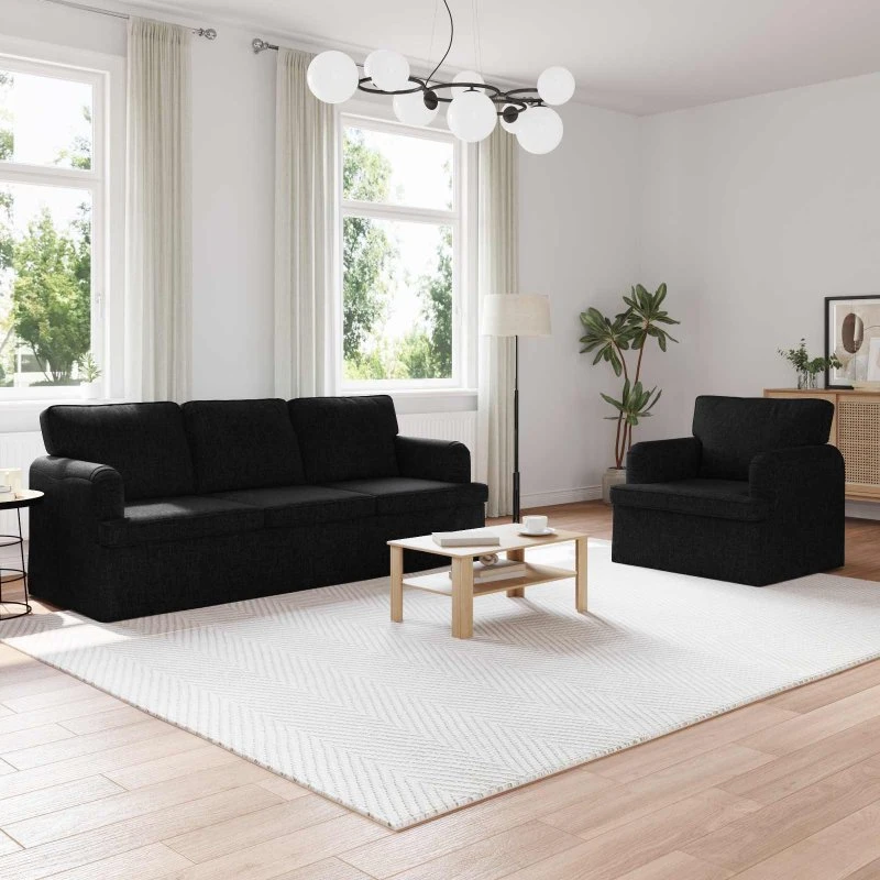Modulært 2-pers. sofa sæt sort 144x80x85 cm