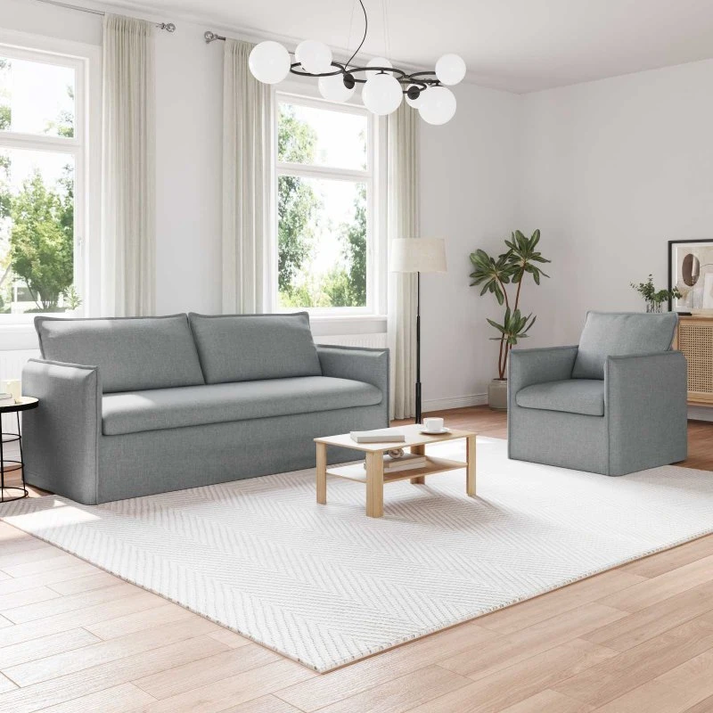 Sofasæt 2 stk Lysegrå 196×82×85 cm Stof