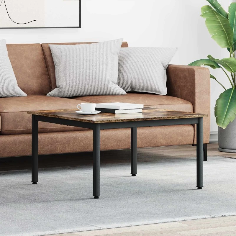 Sofabord Røget Eg 80x80 cm – Konstrueret træ & Metal