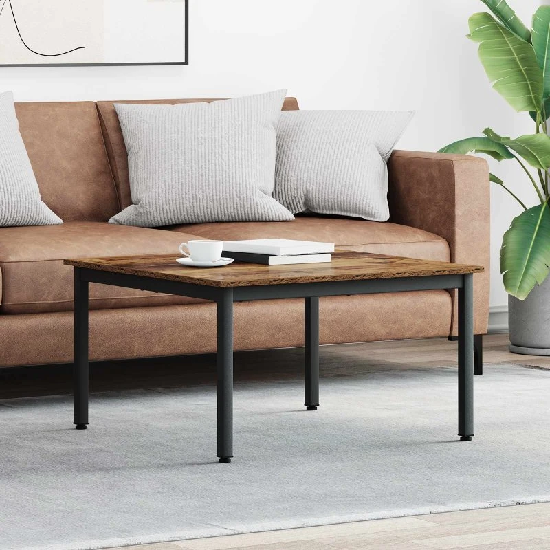 Sofabord 80x80 cm i gammel træstil – konstrueret træ
